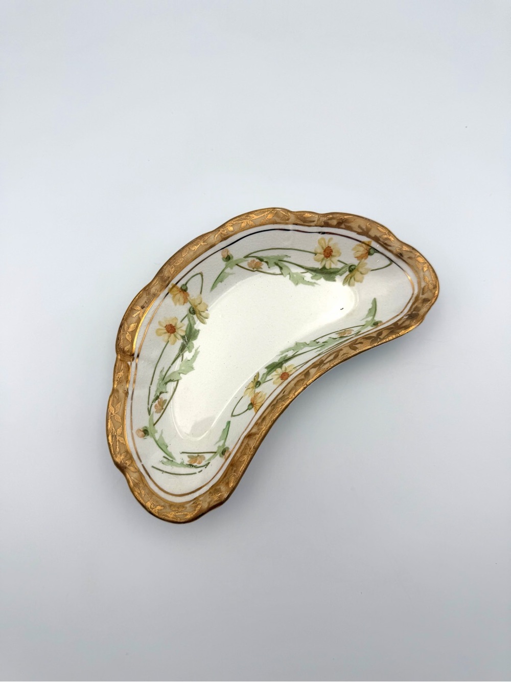 Antique La Francaise Porcelain Crescent Moon Trinket Dish